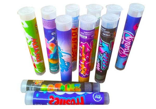 Vendita stock Joke's up Frostiez Tubo di plastica Zourz Bob Tube PRE-ROLLS Confezione tubi Preroll da 1 grammo Pre-roll Tubo di vetro Jokesup Lucky Charmz