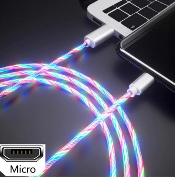

glowing cable mobile phone charging cables led light micro usb type c charger for iphone x samsung galaxy s8 s9 charge wire cord