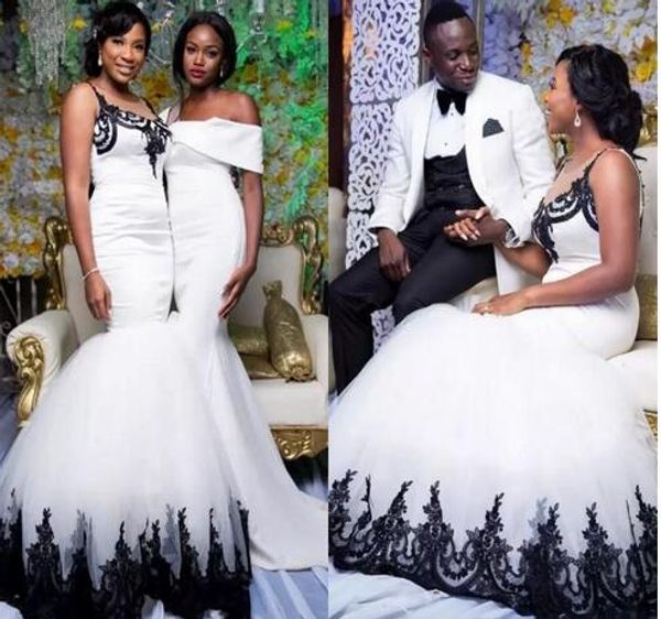 Изготовленные на заказ черно-белые готические свадебные платья Южная Африка Стиль Стиль страны Шея плюс Размер Страна Свадебные платья с аппликациями 2019