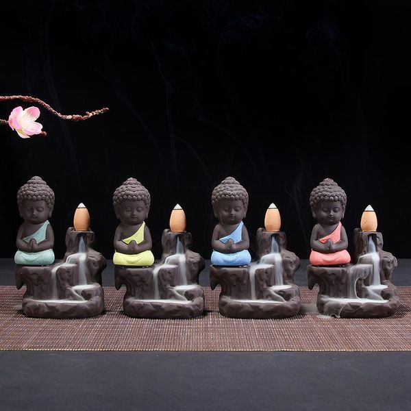 

Маленький Будда Обратный Курильница Фиолетовый Песок Монах Кадило Мини Керамика