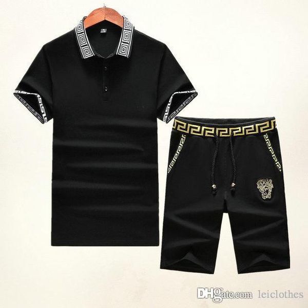

2020 men bermuda clothing sportswear print men shorts + t shirt men's suit 2 pieces sets white black luxury high end designer shorts pa, Gray