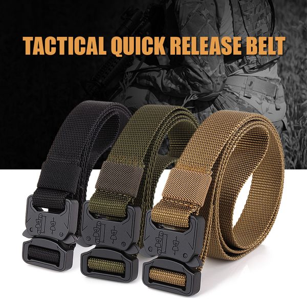

lixada heavy duty waist belt tactical nylon belt men army combat training hunting accessories with metal buckle, Black;gray