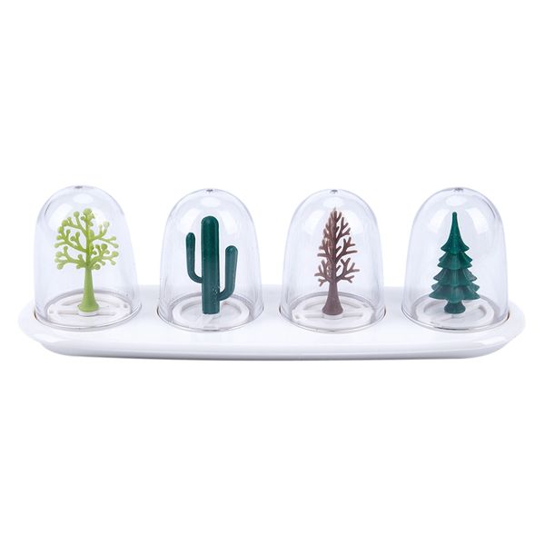 

4pcs kitchen supplies four seasons plant spice jar creative seasoning bottle salt sugar pepper shaker cooking tools