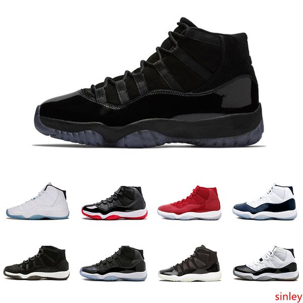 

11 11s cap and gown prom night mens basketball shoes gym red bred prm heiress barons university legeng blue 72-10 men sport sneaker designer