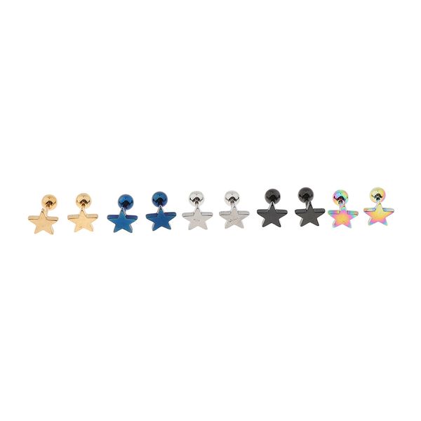 

10pcs stainless steel ear studs tragus labret lip pin ring piercing jewelry 16g, Slivery;golden