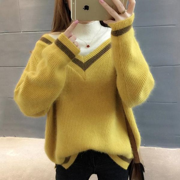 

вязать пуловер мода outwear женщина свитер 2019 осень зима женщина свитер, White;black