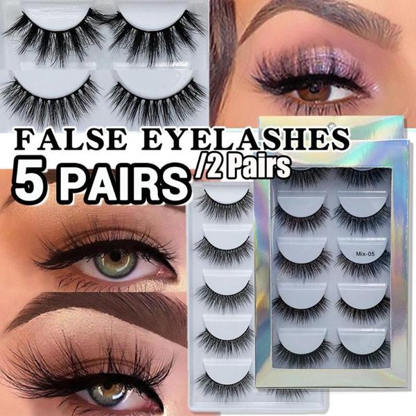 

2/5 pairs 3d soft mink hair false eyelashes handmade wispy fluffy long lashes natural eye makeup tools faux eye lashes pestanas