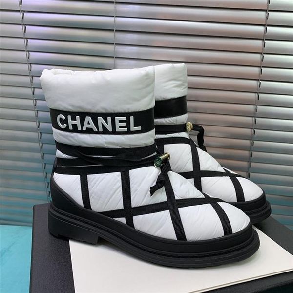 

women's snow boots high version new fashion lace wild short boots thick padded warm warm down leather boots 01, Black