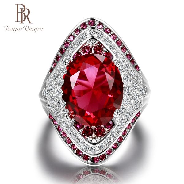 

bague ringen fashion 925 sterling silver ruby gemstone rings for women vintage crystal zircon party wedding fine jewelry ring, Slivery;golden