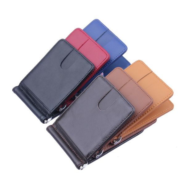 

genuine leather wallets credit card id anti-rfid anti-theft brush leather bag compact mini dollar clip wallet tq-226, Red;black