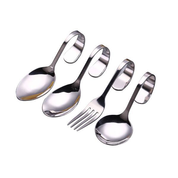 

bent fork spoon stainless steel travel hanging cup scooper drinking tools kitchen gadget