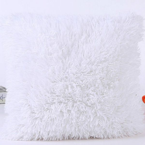 

new cute plush furry cushion solid cover throw pillow case home bed room