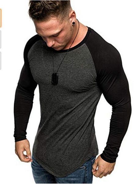 

long sleeve tshirts fashion pullover crew neck mens tees casual loose males clothing panelled mens designer, White;black