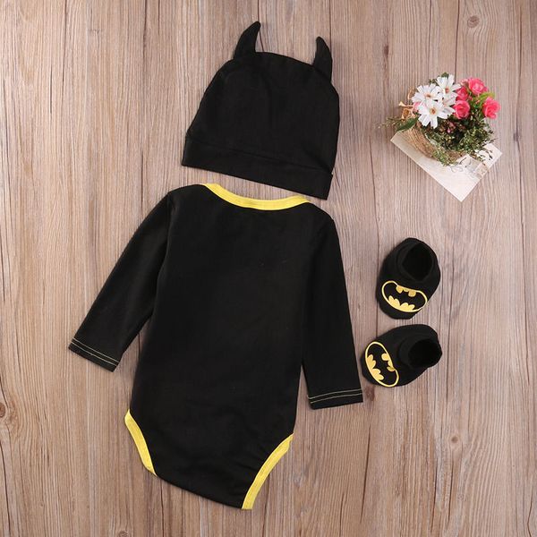 

baby boys clothes set cool batman newborn baby boy romper+shoes+hat 3pcs 2017 new bebes outfits clothes body suit for newborns, White