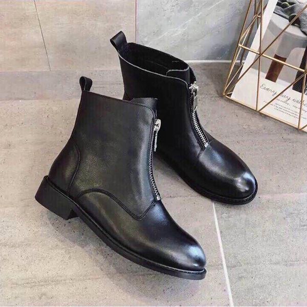 

boots autumn and winter style platform luxury woman shoes short boots ladies shoes waterproof zipper fashion bare boots size 35-40, Black