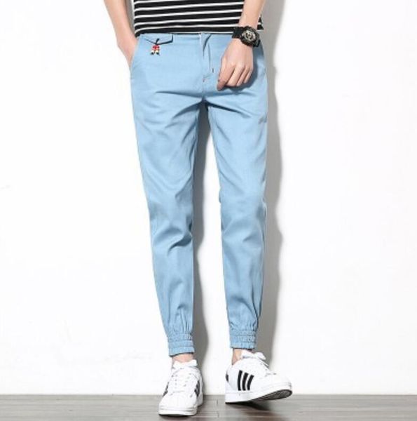 

fashion mens pant new men's sports casual pants feet harem pants nine points men's pants cotton casual pant, Black