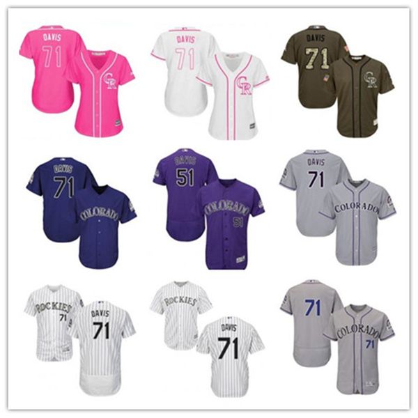 

custom colorado coloradorockies 71 wade davis baseball jersey rockie baseball wear men women youth jerseys, Blue;black