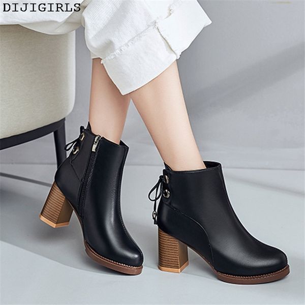 

new warm soft ankle boots side zipper waterproof high heels snow shoes botas patent botas muje winter casual women pumps, Black