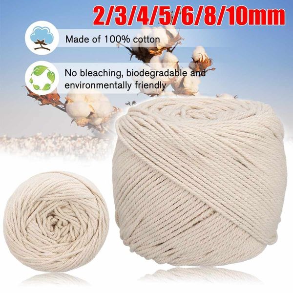 

2/3/4/5/6/8/10mm natural beige soft cotton twisted cord rope craft macrame string diy handmade tying thread cord rope, Black;white