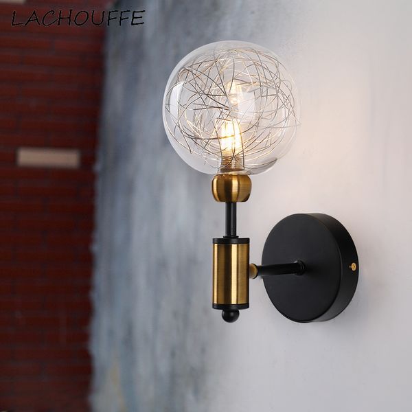 

nordic vintage glass led wall lamp industrial sconces for bedroom corridor stairs retro decor light fixture metal loft luminaire