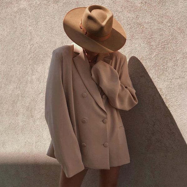 

genuo new 2019 long sleeve pure oversize coat blazer autumn winter women streetwear outfits windbreaker female, White;black