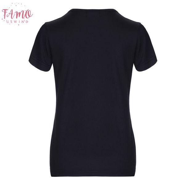 

new womens fashion short sleeveround collar t shirts solid black women barber shirts with comb and hair dryer mirror pattern, White