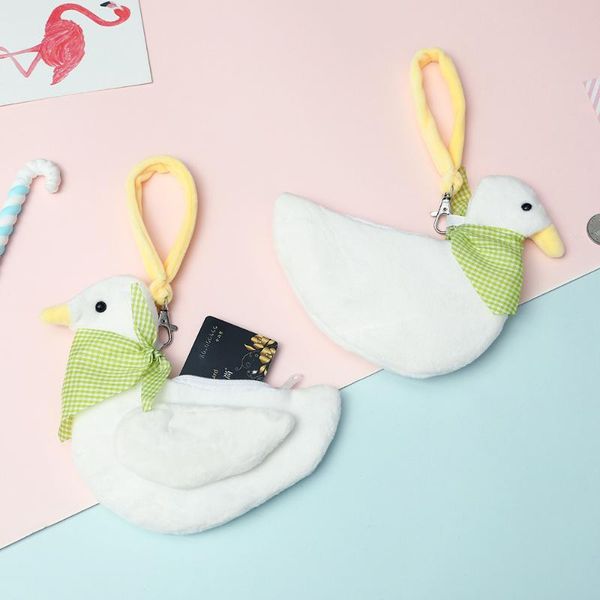 

girls animals mini coin purse portable zipper purse bag kids gift key earphone organizer tote women wallet, White