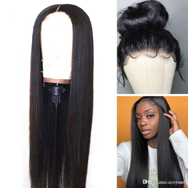 

13x6 прозрачный lace front человека парики волос 250 плотности для чернокожих женщин бразильский прямой парик фронтальная pre щипковых, Black