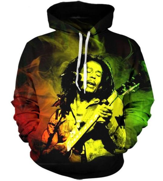 

new fashion couples men women bob marley 3d print hoodies sweater sweatshirt jacket pullover t76, Black