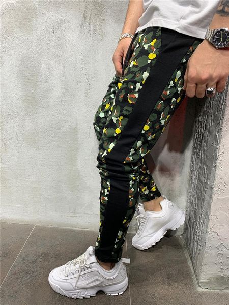 

hip hop mens camouflage pants polka dot drawstring pencil pants skinny fashion casual mens trousers, Black