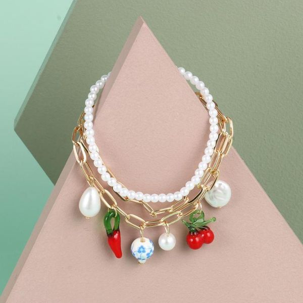 

aoteman 2pcs fashion multilayer pearl beads tassel charms bracelets & bangles pulseras mujer boho bracelet for women gift, White