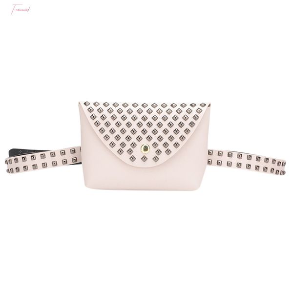 

fashion women outdoor rivets hasp solid color chest bag waist bag waist pack vintage waist belt phone pocket torebka nerka s