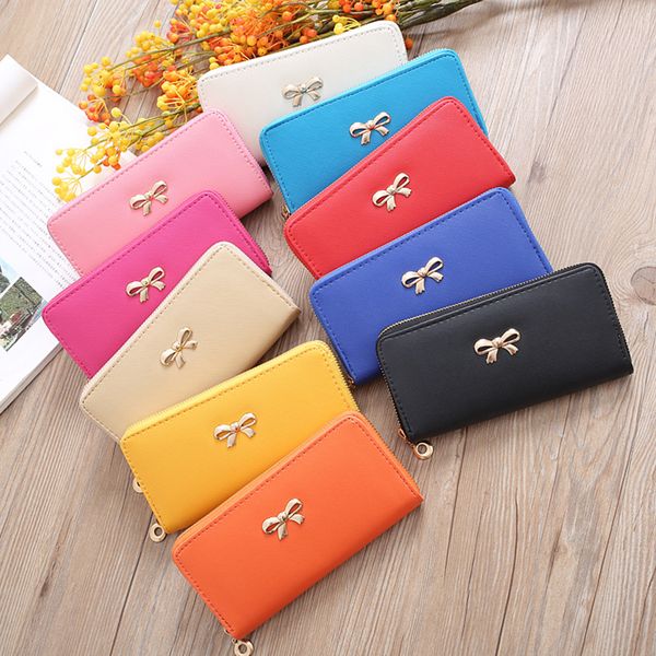 

women bowknot cross striped pu leather wristlets clutches wallet zipper coins purse card holder phone pocket organizer wallets girls handbag, Red;black
