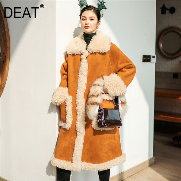 

deat] 2019 new spring summer lapel long sleeve retro faux fur hit color spliced personality jacket women coat fashion 13d418, Black;brown