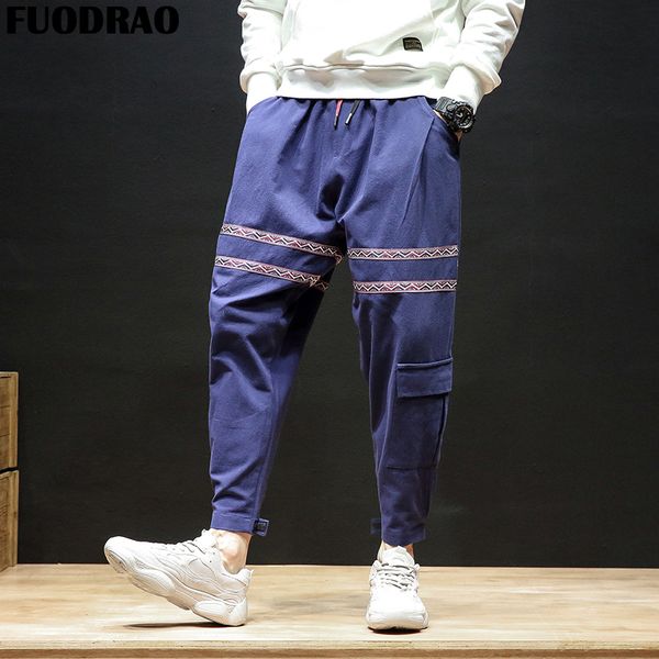 

fuodrao harajuku harem pant men joggers casual pants hip hop streetwear japanese sweatpants male trousers plus size 5xl k184, Black