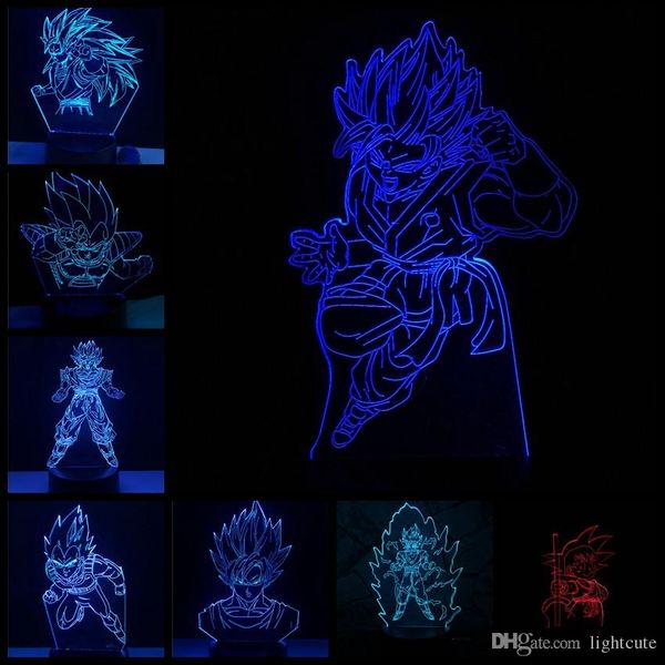2019 New 3d Lamp Dragon Ball Cartoon Figure Son Goku Super Saiyan Vegeta Colorful Led Night Light Table Creative Child Birthday Gifts From Lightcute