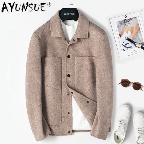 

ayunsue 2020 spring men's wool coat short black jacket man korean fashion woolen overcoat chaquetas hombre 2a3829 kj4303, Black;brown