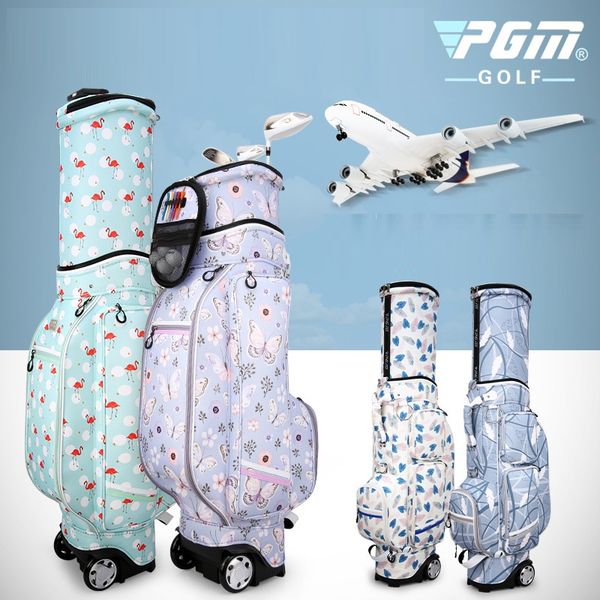 

pgm adjustable golf bag ladies printed multi-function air bag large-capacity golf bags travel package with wheels d0476