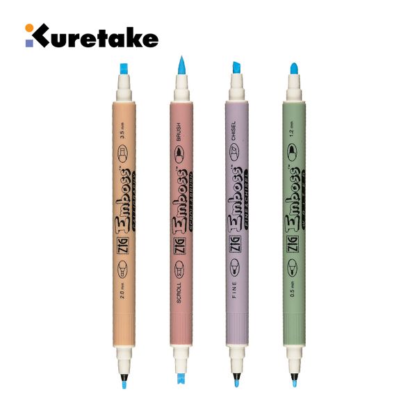 

1pc zig kuretake transparent embossed imprint pen embossing twin tip glue calligraphy scroll & brush fine & chisel pens