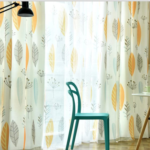 

simple nordic plant personality curtains for living room bedroom window american yellow leaves children curtains fabric drapes