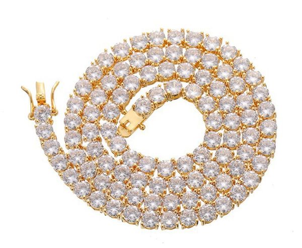 

fashion silver/gold color 3mm 4mm 5mm 18/20/24inch men women cubic tennis chain necklaces cz men chain fashion jewelry