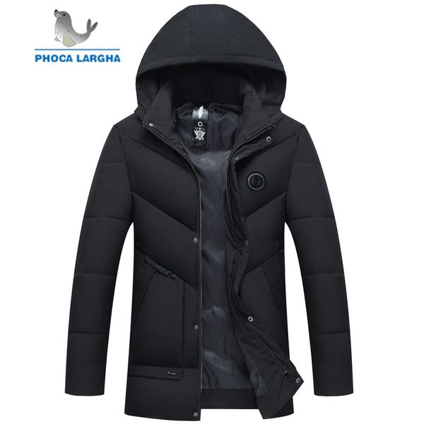 

2018 new winter men's parka cotton thick padded coats fleece jackets warm overcoat male hooded outerwear mens brand clothing, Black