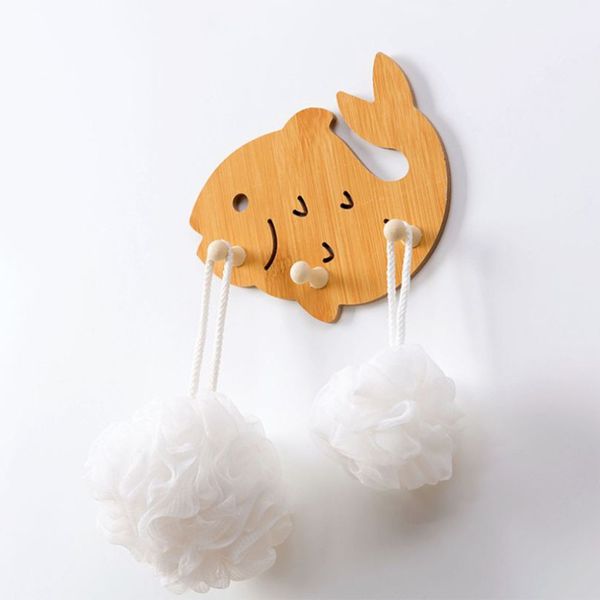 

natural wood clothes hanger wall mounted coat hook decorative key holder hat scarf handbag storage hanger bathroom rack @q