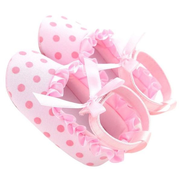 

pink polka dots mary jane princess baby girls sweet lovely very light first walkers soft bottom anti-slip shoes footwear 0-12m