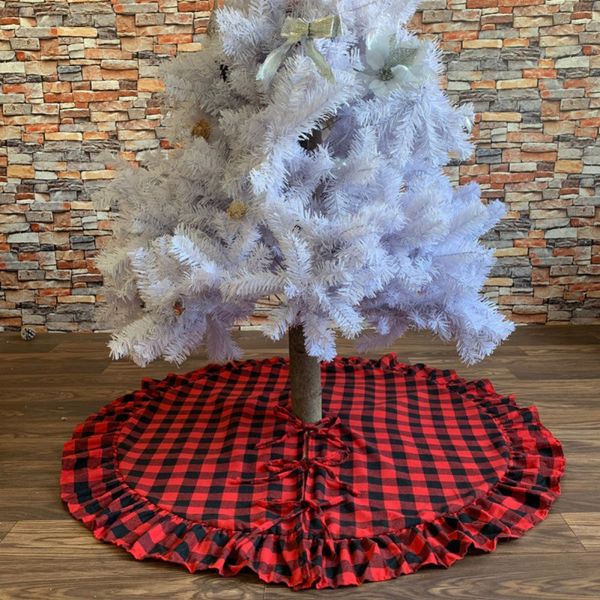 

christmas tree skirt carpet christmas apron red invisible plaid plush nylonburlap leg tree base skirt decor