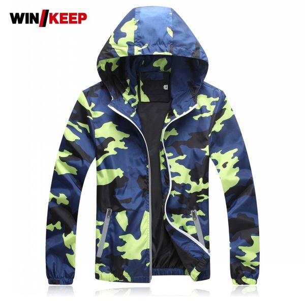 

2020 новый камуфляж printed мужчины женщины куртки с капюшоном охота скалолазание hooded coat рыбалка спорт на открытом воздухе ветровку, Blue;black