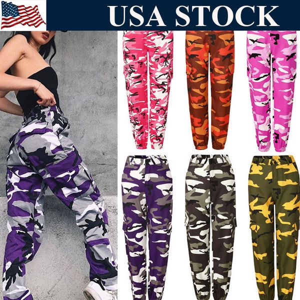 

USA STOCKS Ladies Casual Fashion Camouflage Camo Long Pants Womens Trousers
