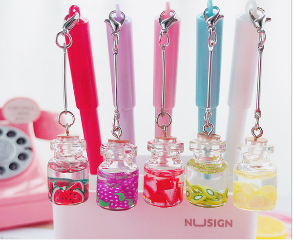 

144pcs/lot wholesale gel pen new fruit pendant pen creative student neutral office stationery writing supplies gp840
