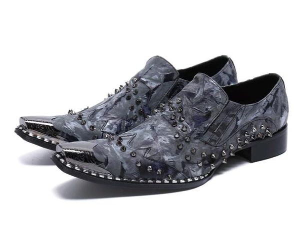

luxury metal men's formal leather shoes ,fashion business leather shoes men's dress shoes rivet men's oxfords sapato social m, Black