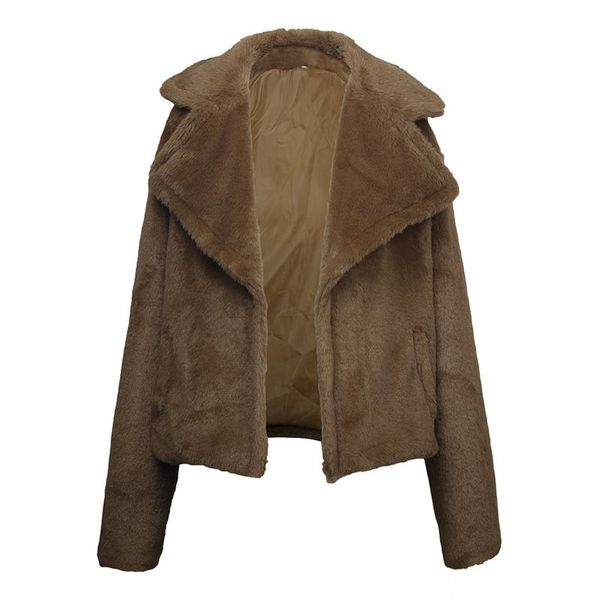 

plus size winter fleece jacket faux fur teddy coat women streetwear fashion khaki oversized jackets coats ladies lamb bear plush, Black;brown